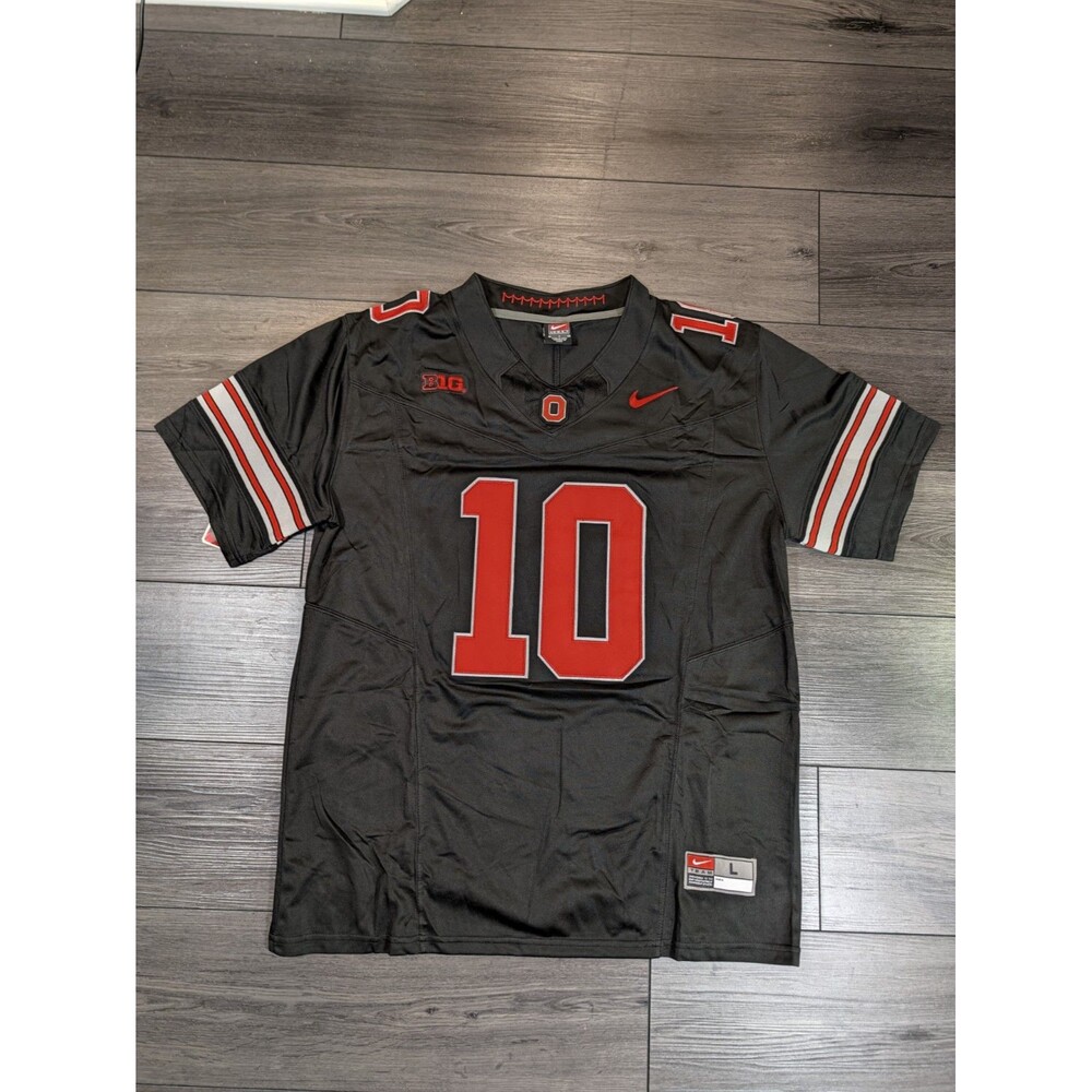 Julian Sayin #10 Black Buckeye Stripe 2026 OSU Ohio State Football Jersey Large